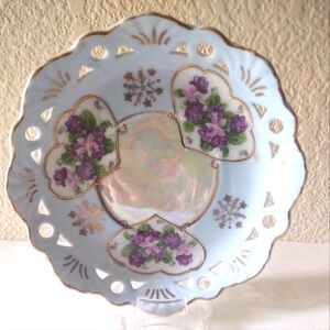 Vintage Lefton China 1424 6" Plate Sweet Babyblue with Purple Flowers🪻🌿